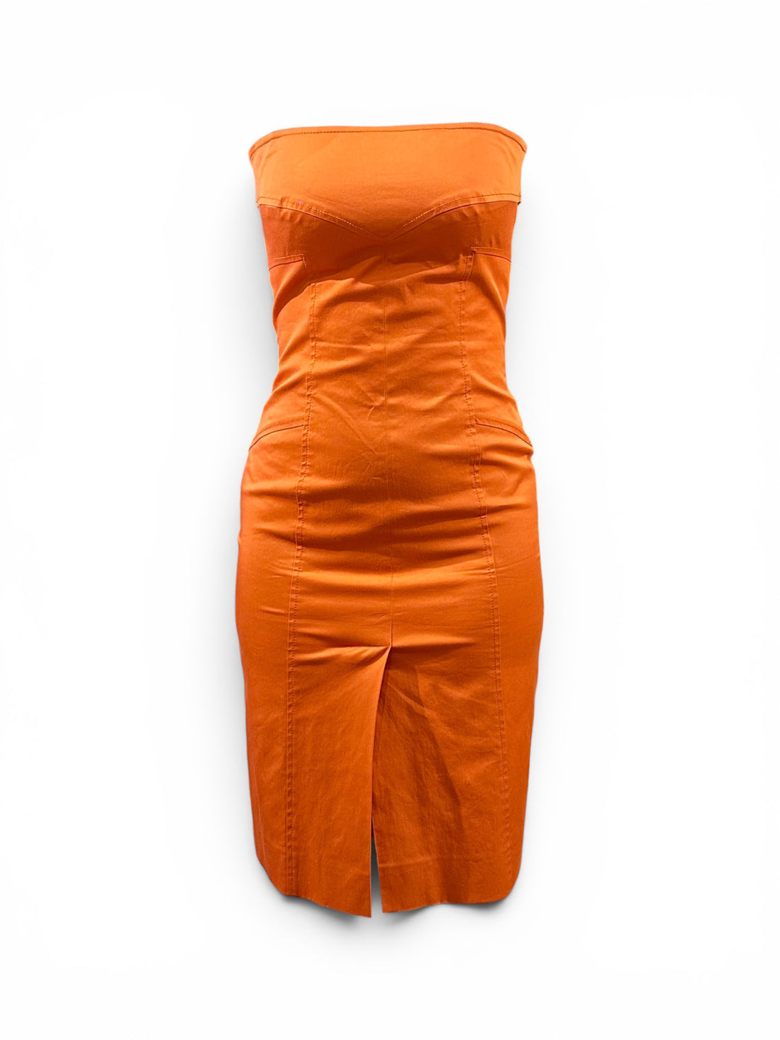 Orangefarbenes Bustierkleid, Größe 34