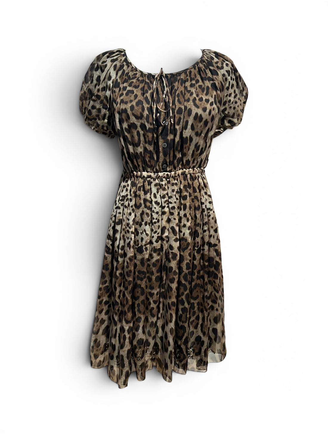 Dolce & Gabbana – Seidenkleid mit Leopardenmuster, italienische Größe 42