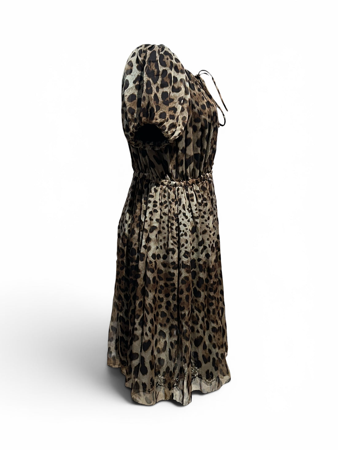 Dolce & Gabbana – Seidenkleid mit Leopardenmuster, italienische Größe 42