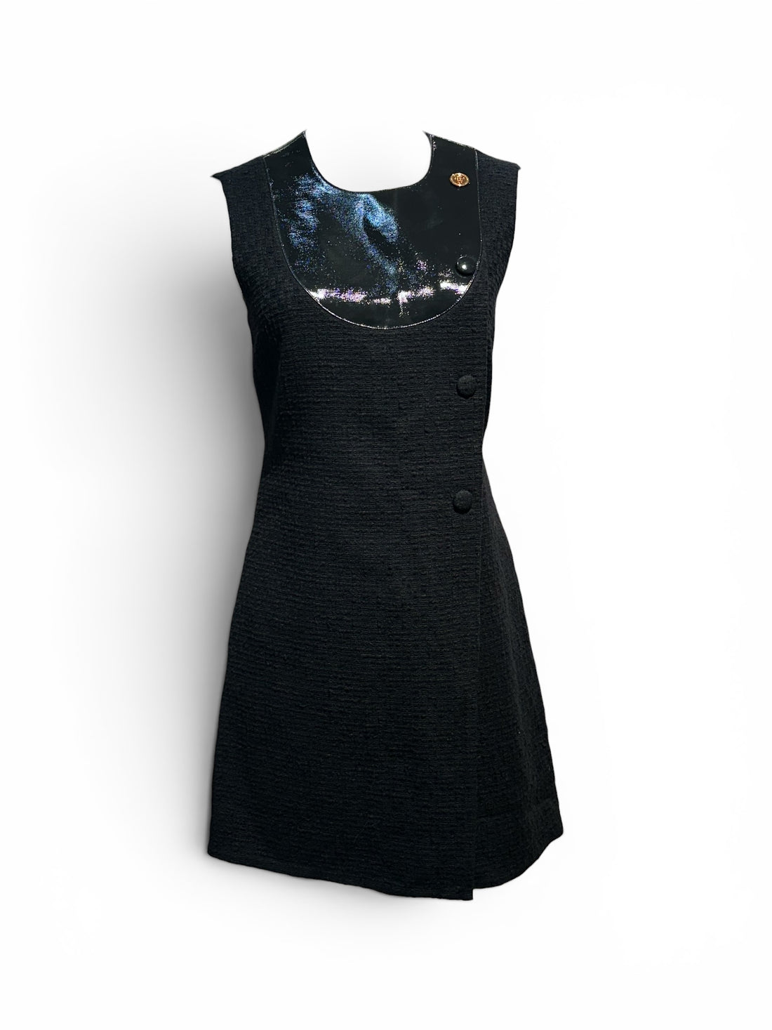 Versace – schwarzes Tweedkleid, Größe 38