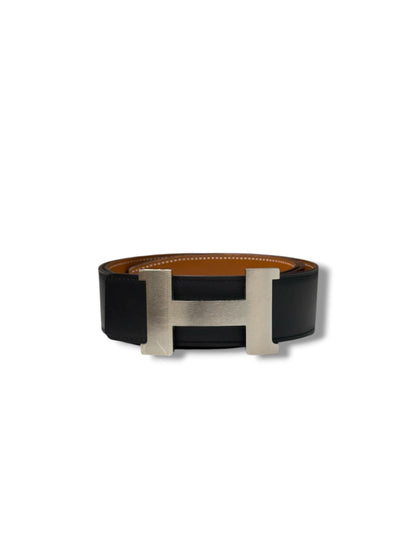 Hermès - Ceinture H Constance maxi Noir réversible Gold T100