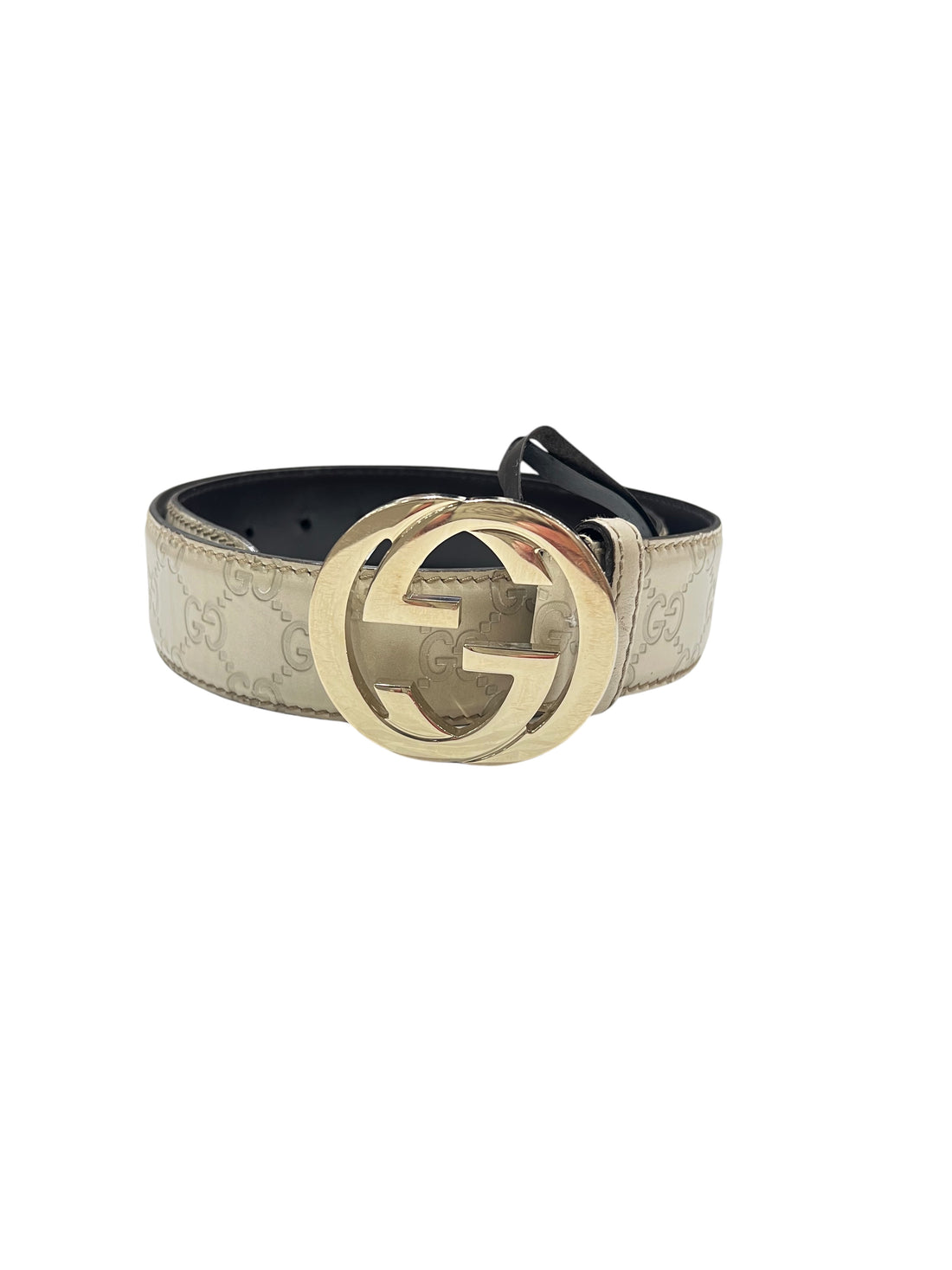 Gucci - ceinture GG cuir blanc