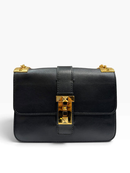 Valentino - Sac B-Rockstud Flap en cuir de veau noir