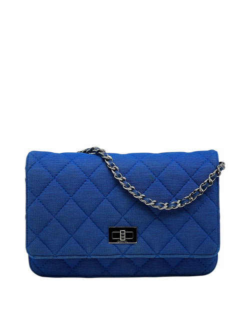 Chanel - Sac Wallet On Chain 2.55 bleu en jersey