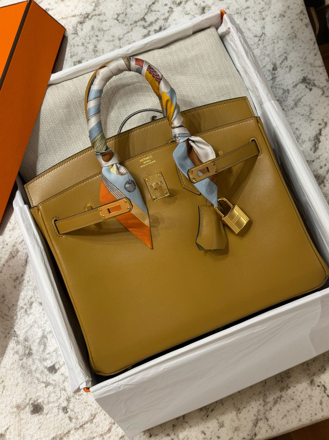 Hermès - Sac Birkin 25 Tadelakt retourné Poussière GHW