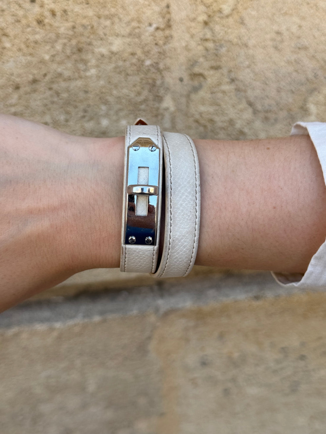 Hermès - Bracelet Kelly double tour blanc TL