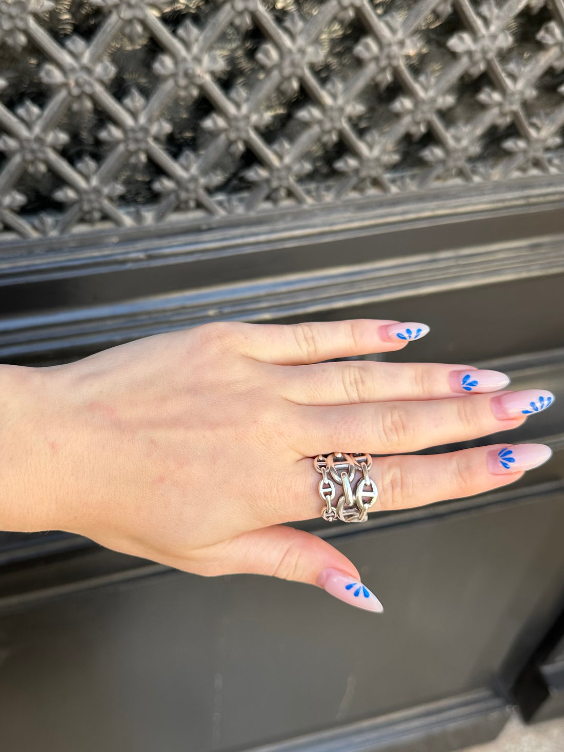 Hermès - Bague chaîne d’ancre en argent T57