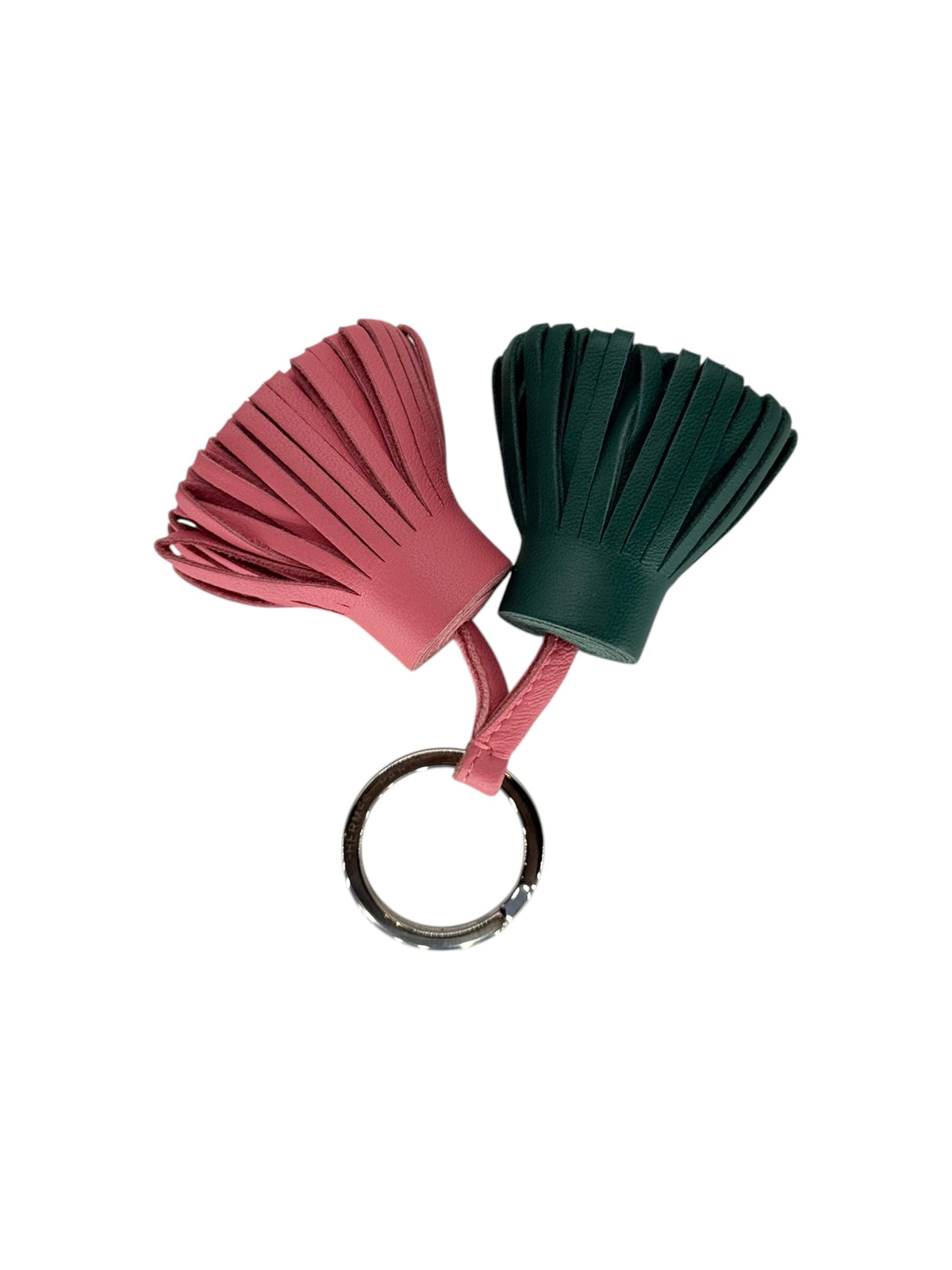Hermès - Bijoux de sac Carmen vert et rose