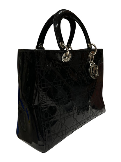 Dior - sac lady Dior cuir vernis noir vintage