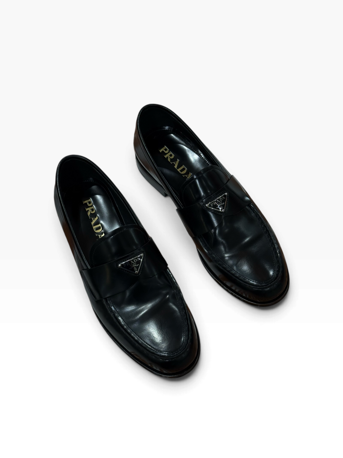 Prada – Mocassins noirs glacés – T40,5