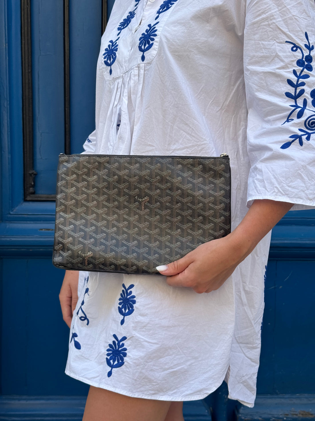 Goyard – Senat-Pochette aus schwarzem Canvas