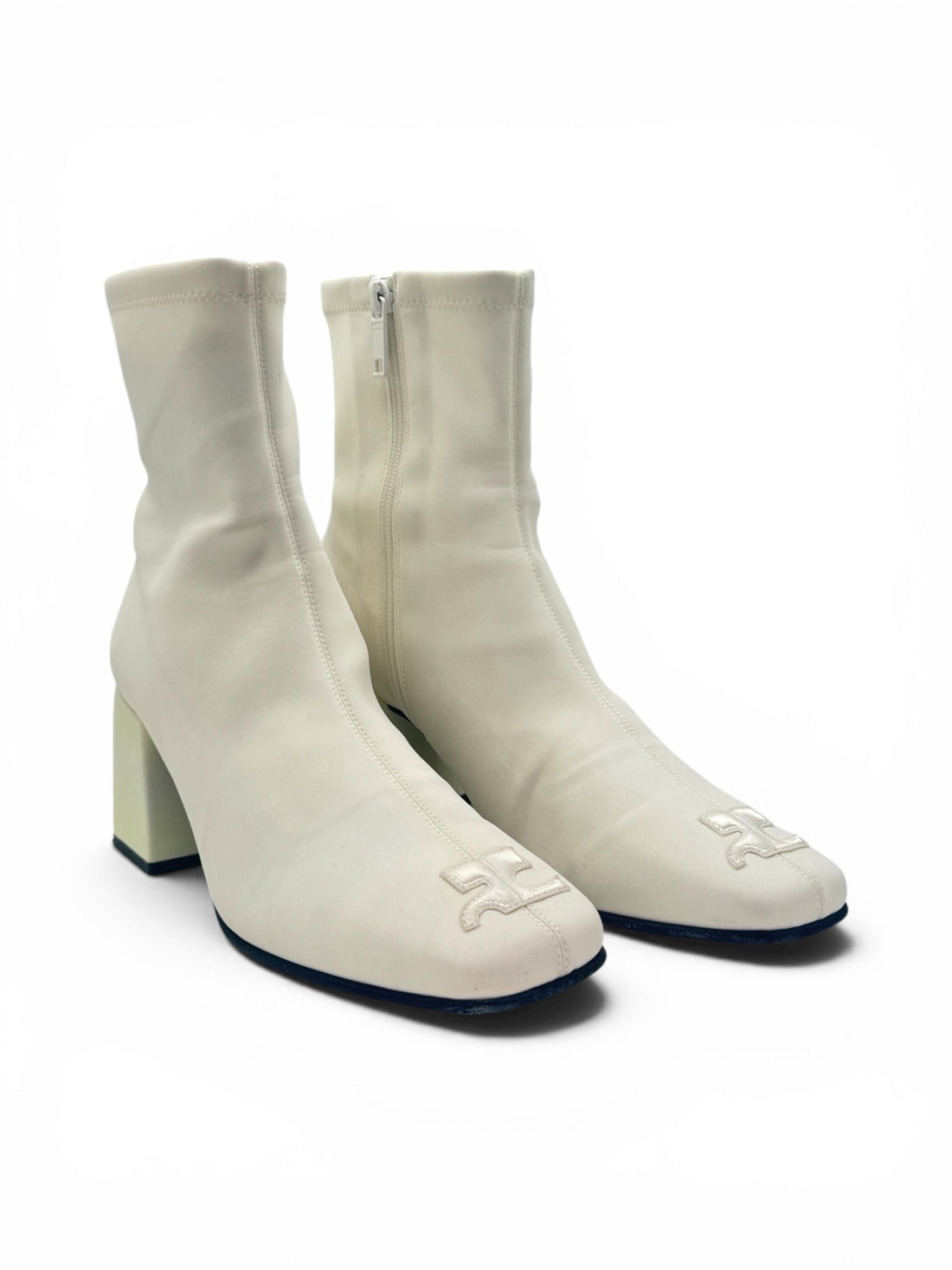 Courrèges - white fabric ankle boots T39