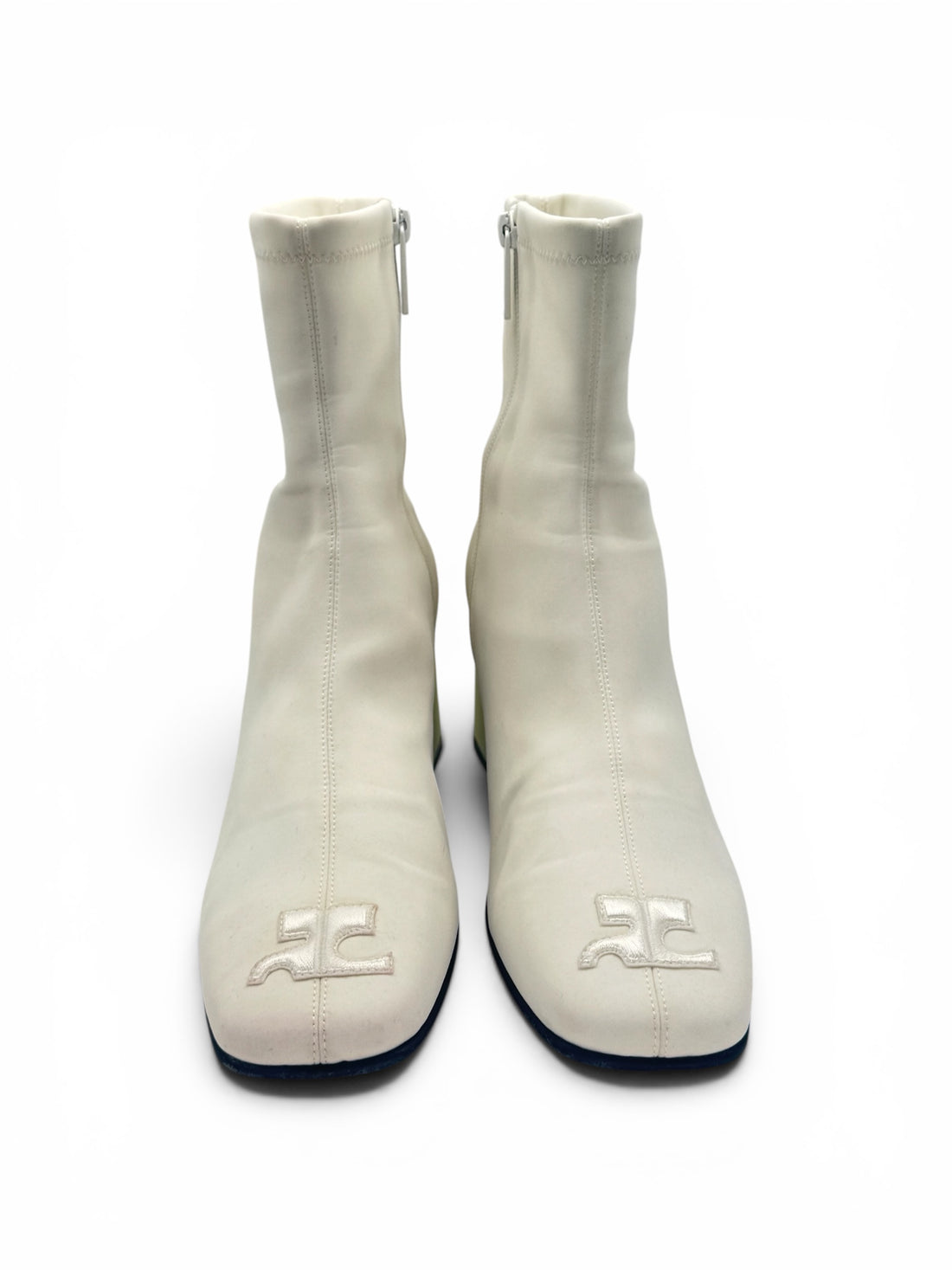Courrèges - white fabric ankle boots T39