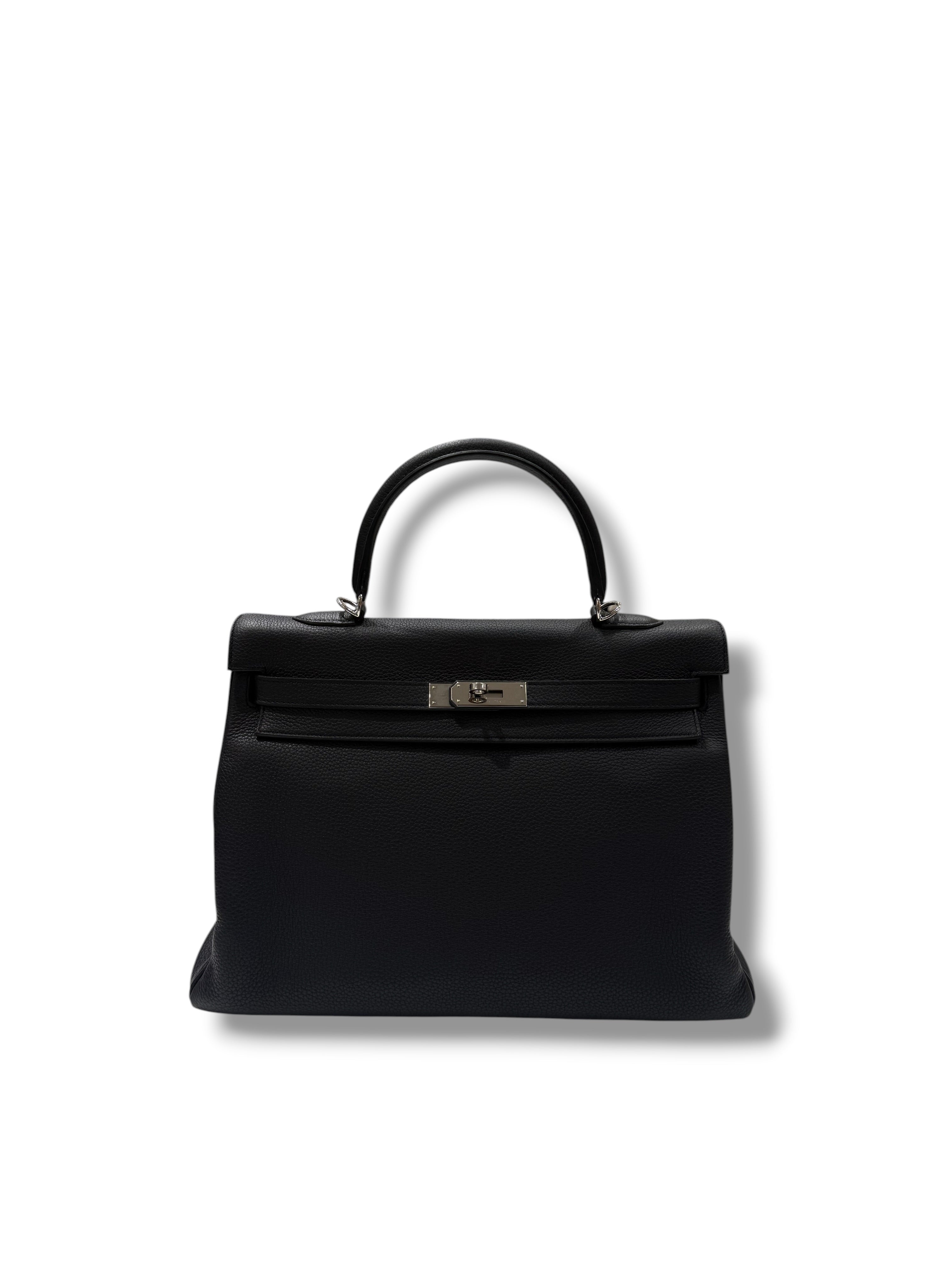 Hermès - Sac Kelly 35 Togo retourné noir