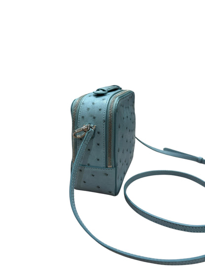 Loro Piana - Sac vanity en autruche bleu