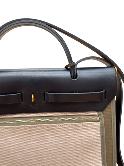 Hermès - Sac Herbag 31 Kaki et Noir