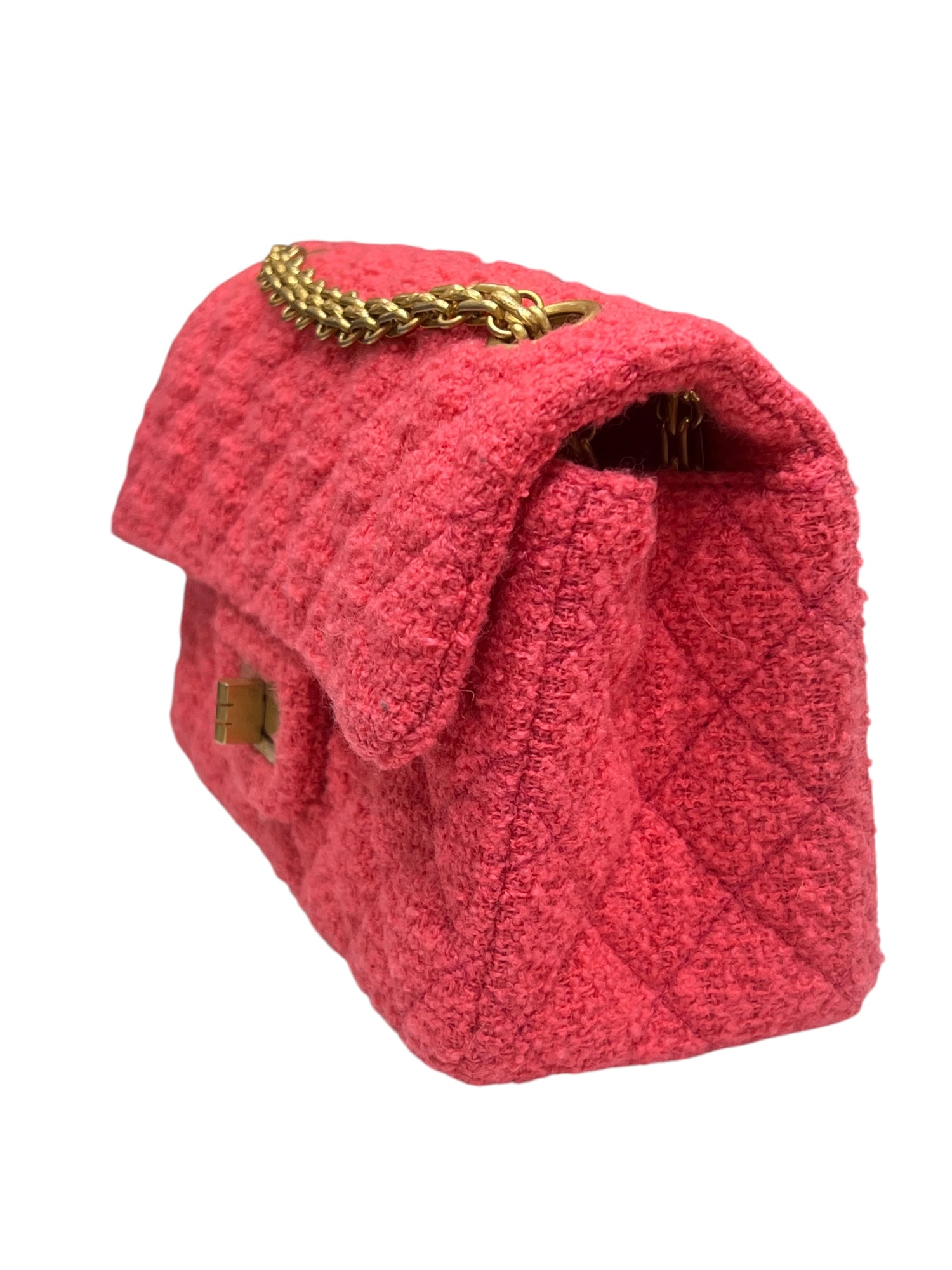 Chanel - sac 2.55 mini rectangle tweed fushia