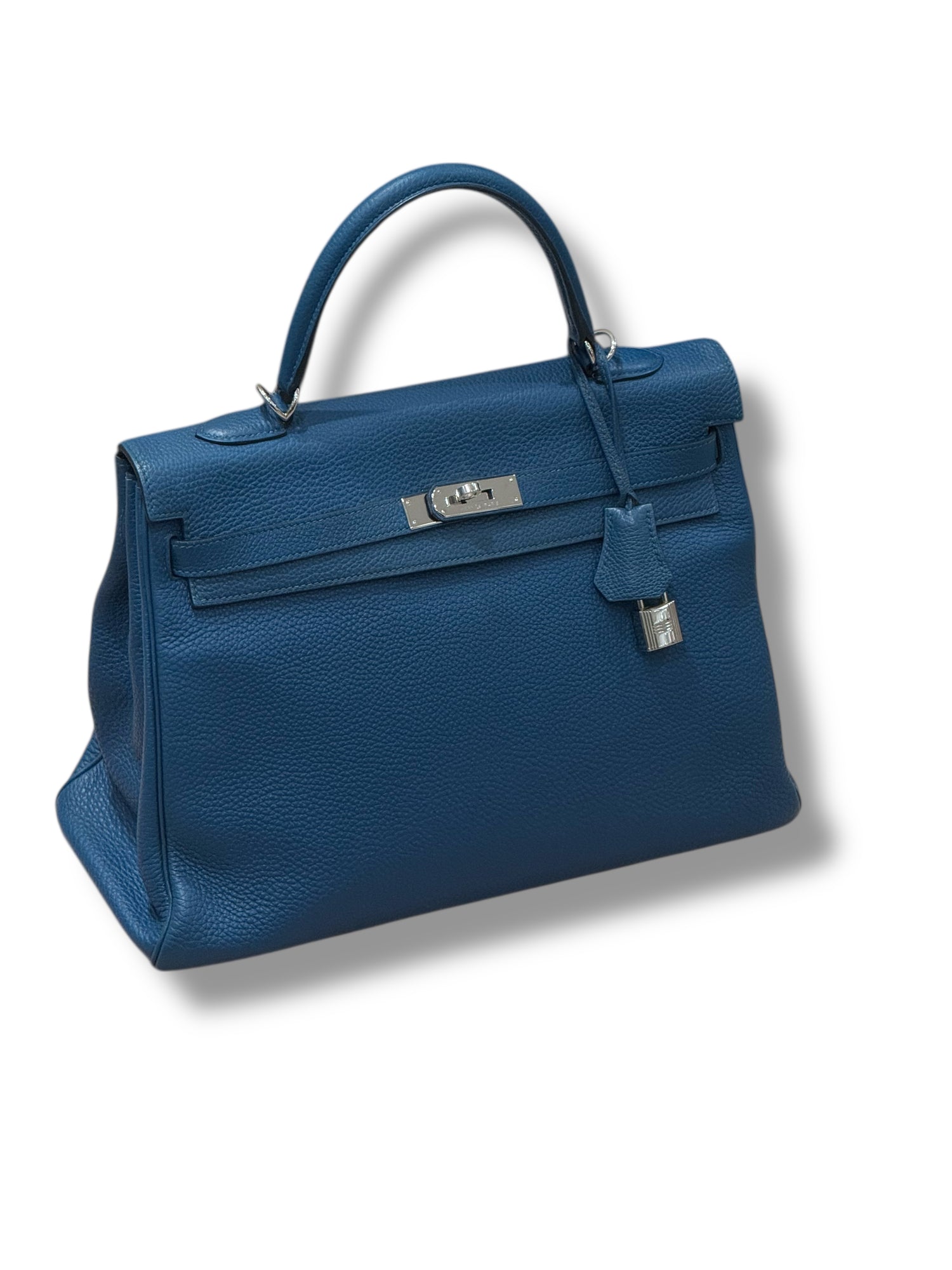 Hermès - sac Kelly 35 cuir Togo Bleu de Malte PHW