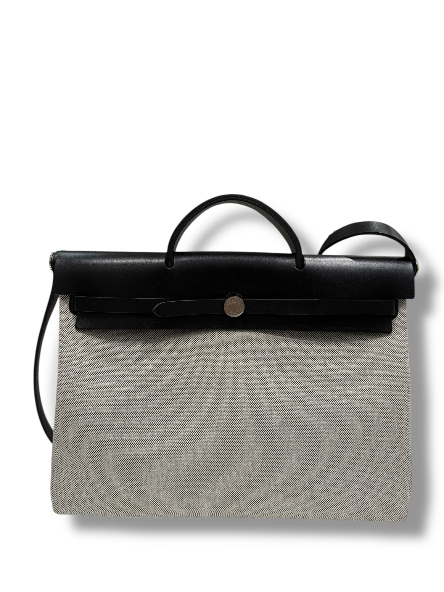 Hermès- Sac Herbag 39 Écru et noir