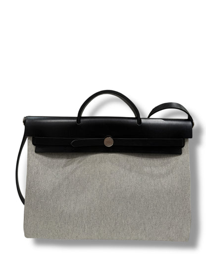 Hermès- Sac Herbag 39 Écru et noir