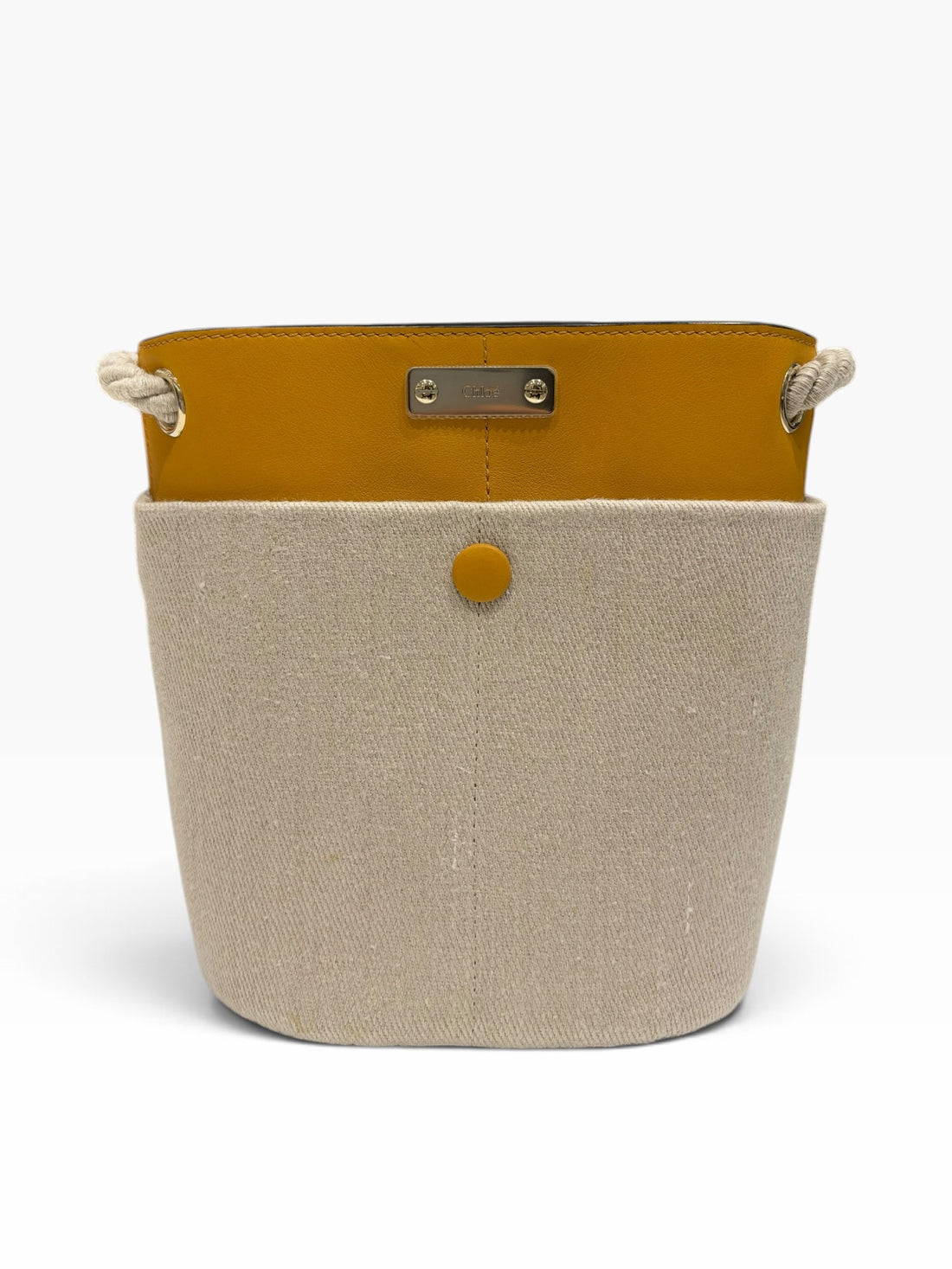 Chloé - Sac sceau Key PM en toile et cuir jaune