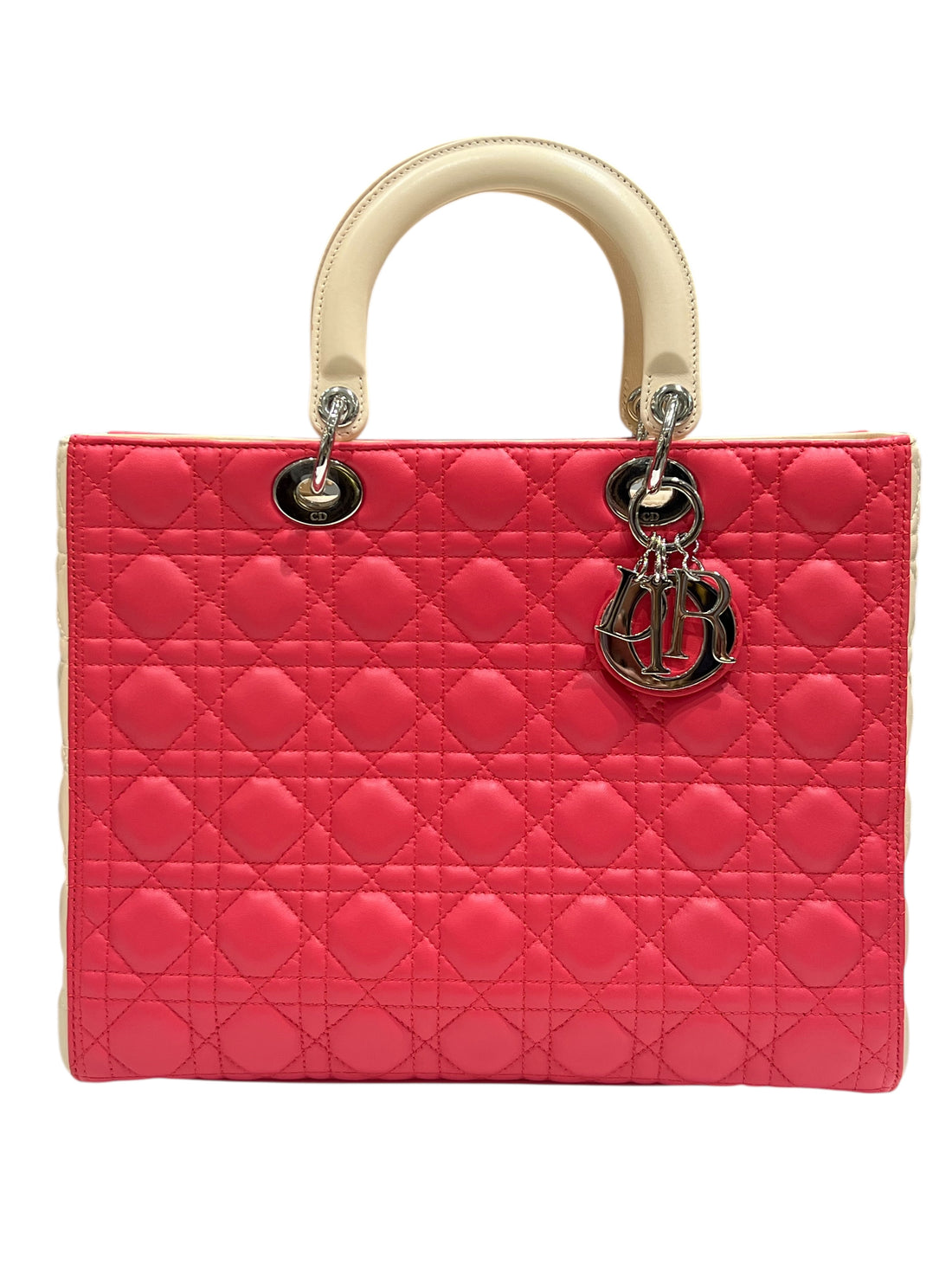 Dior - sac lady Dior cuir cannage bicolore