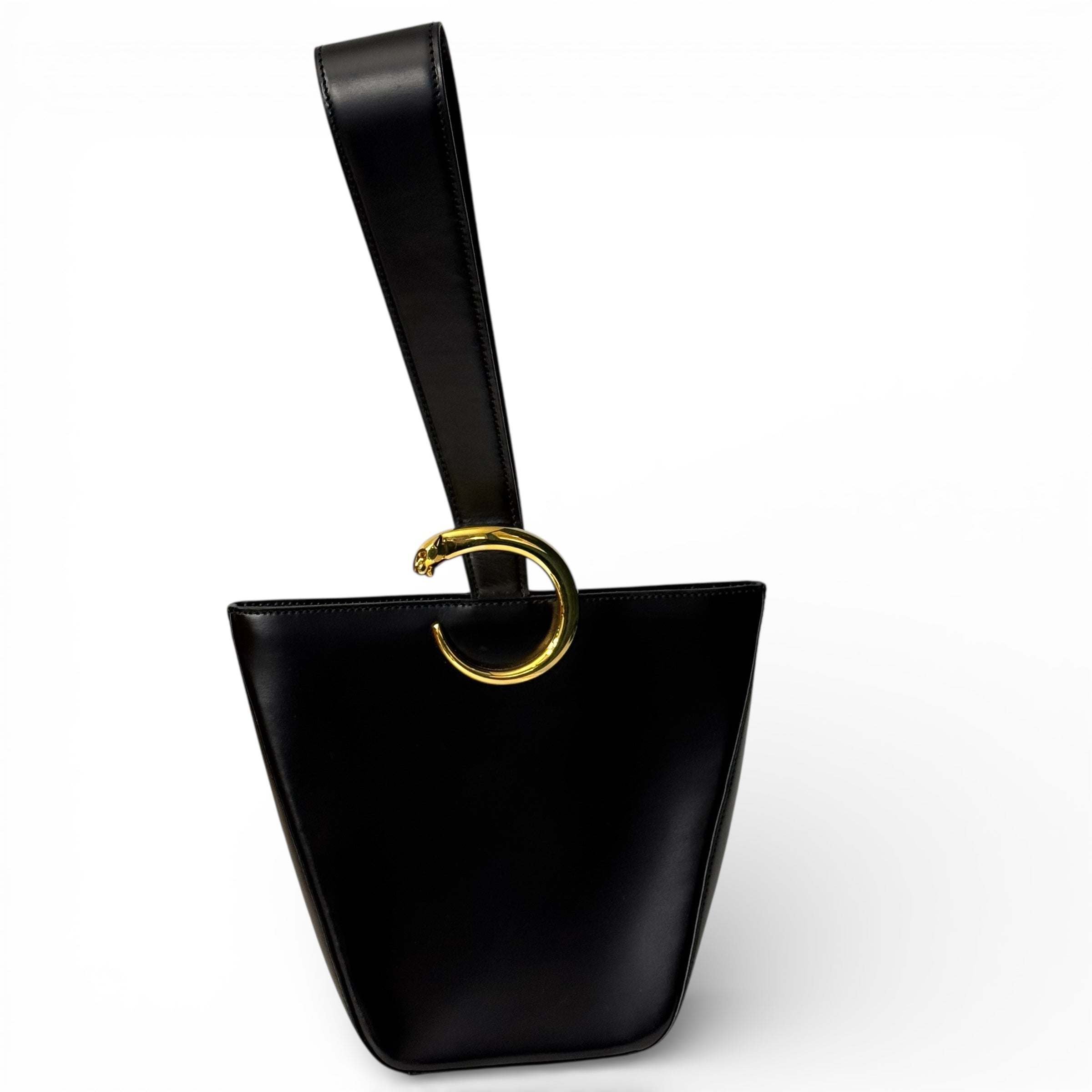 Cartier - Panther-Tasche aus schwarzem Leder
