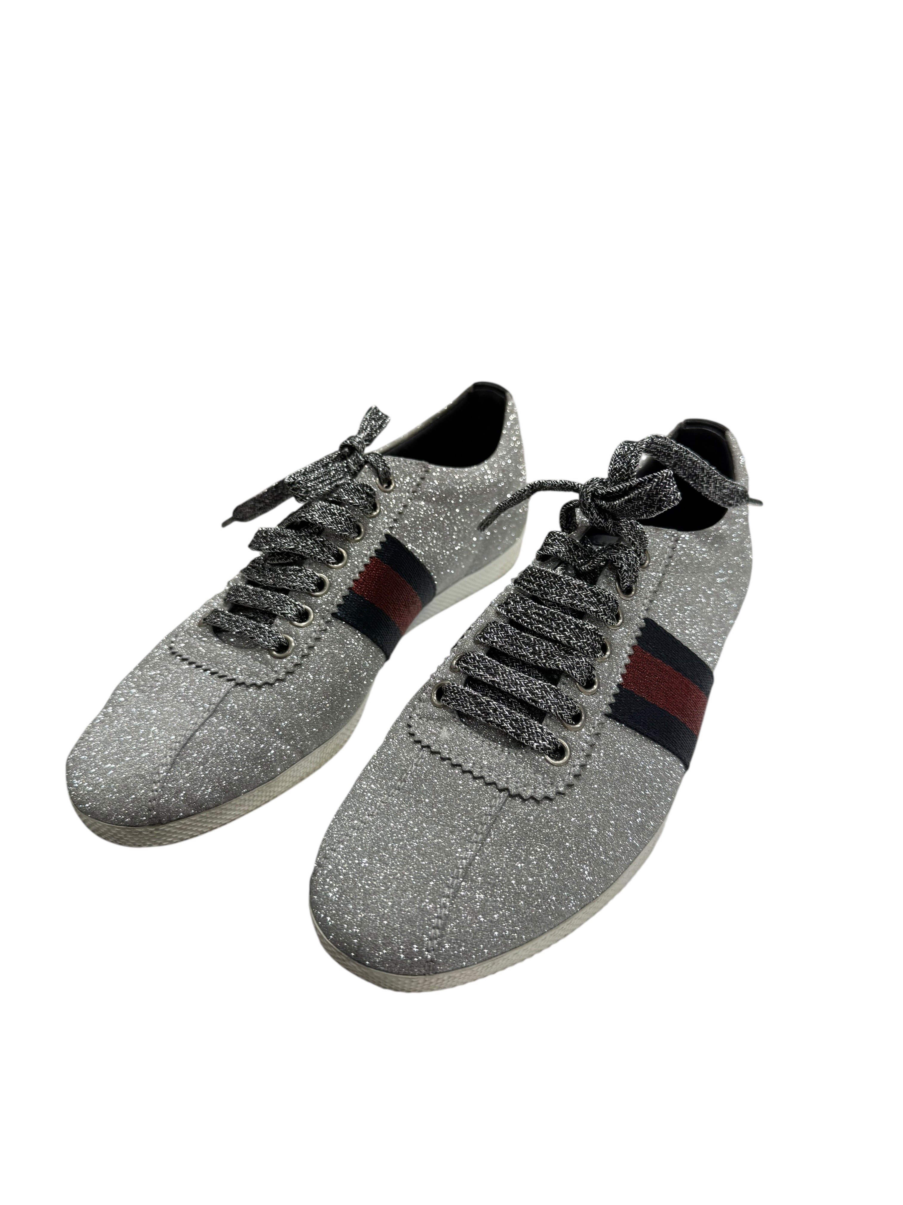 Gucci Basket Bambi Web Argenté Pailleté | Les Folies d’Eugénie
