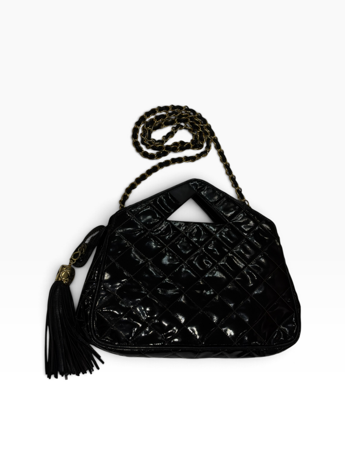 Chanel - sac cuir vernis noir vintage