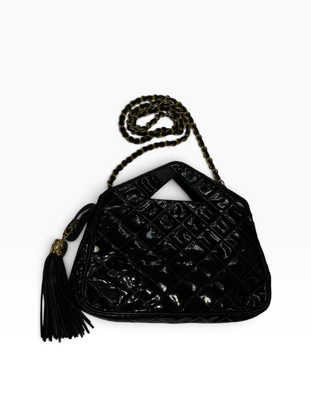 Chanel - sac cuir vernis noir vintage