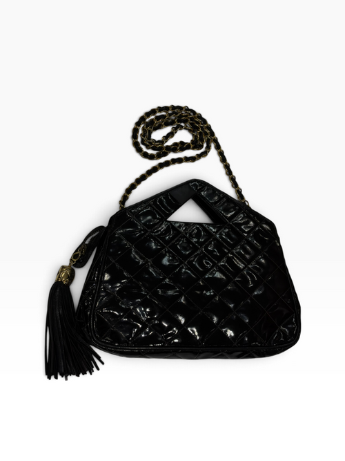Chanel - sac cuir vernis noir vintage