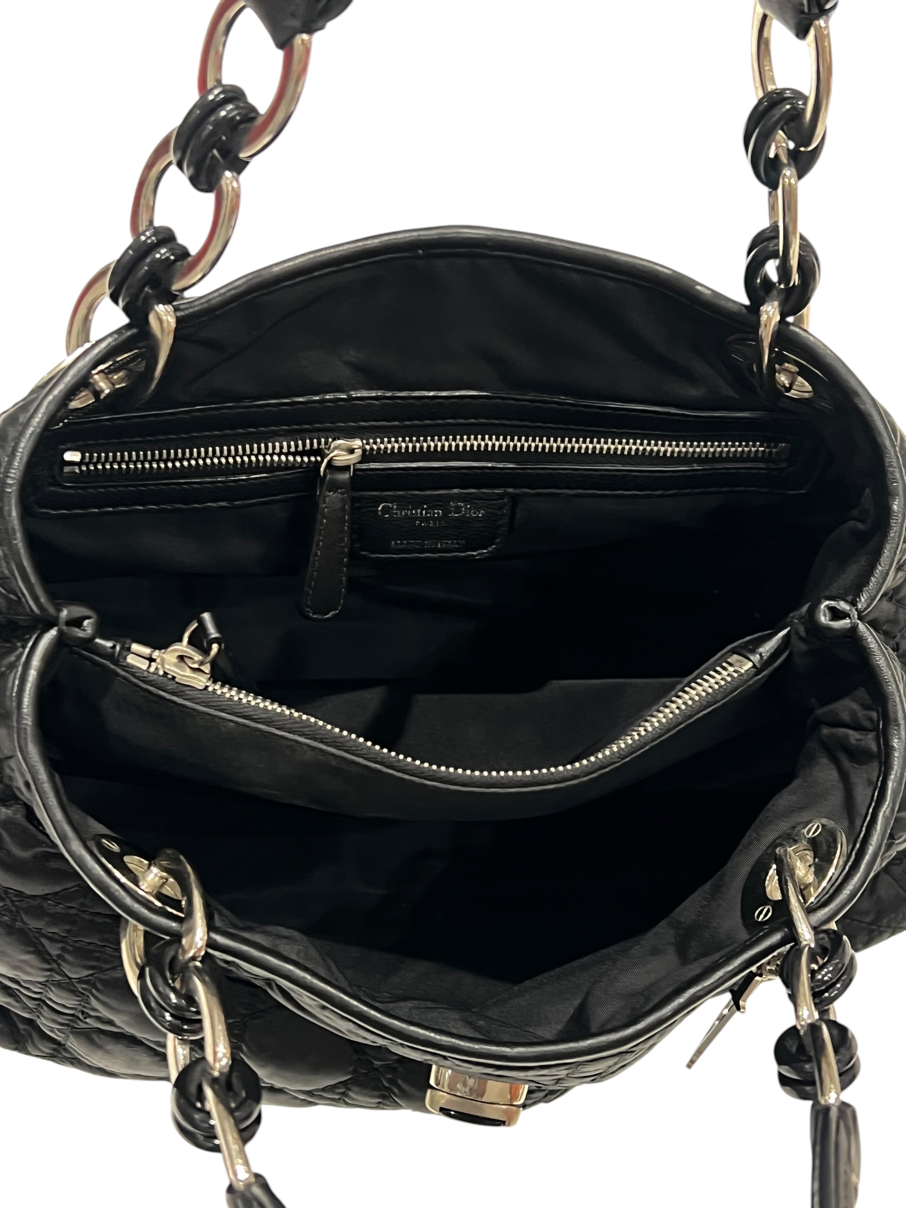 Dior - sac cabas vintage coton et cuir cannage