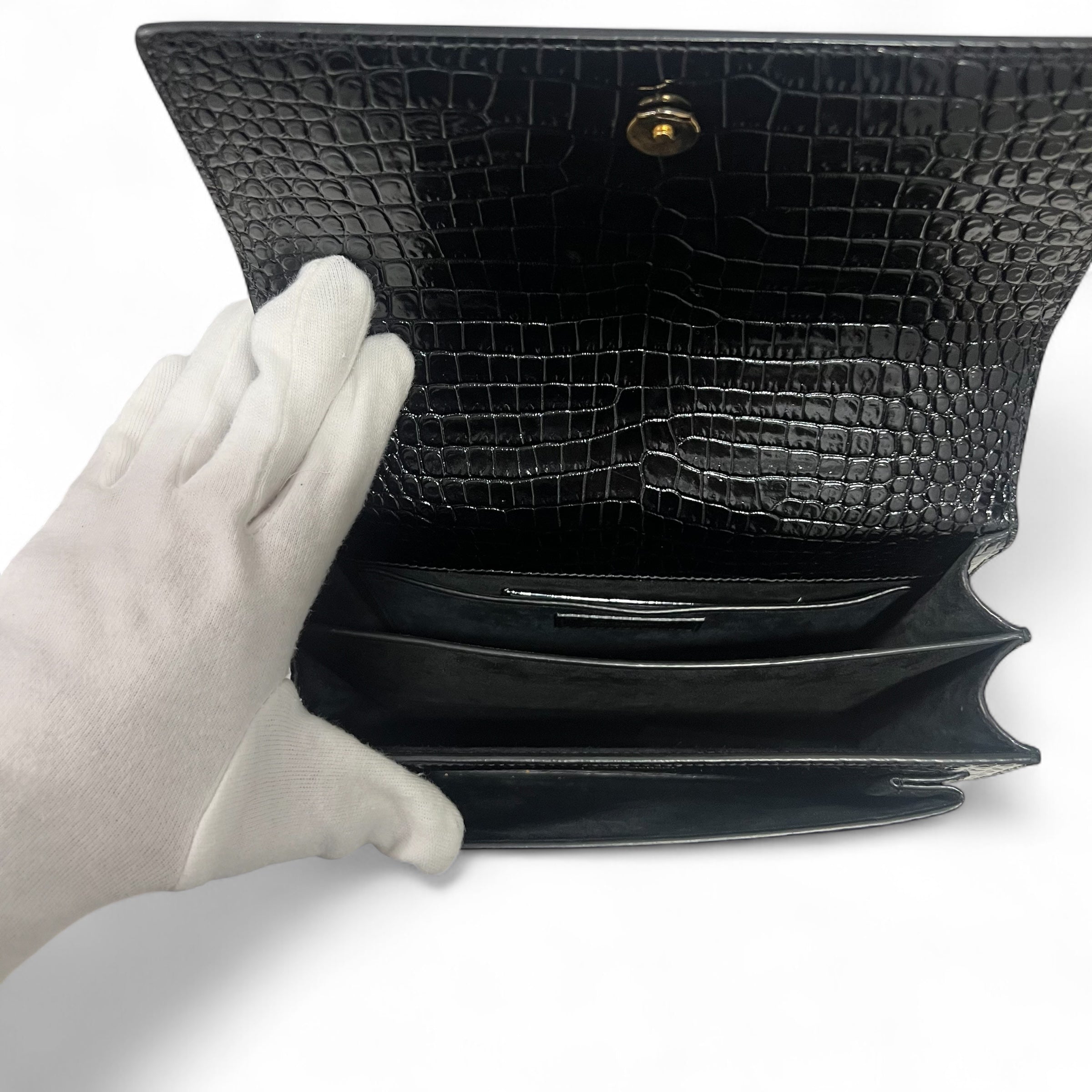 Saint-Laurent - Tasche Sonnenuntergang Krokodil glänzend