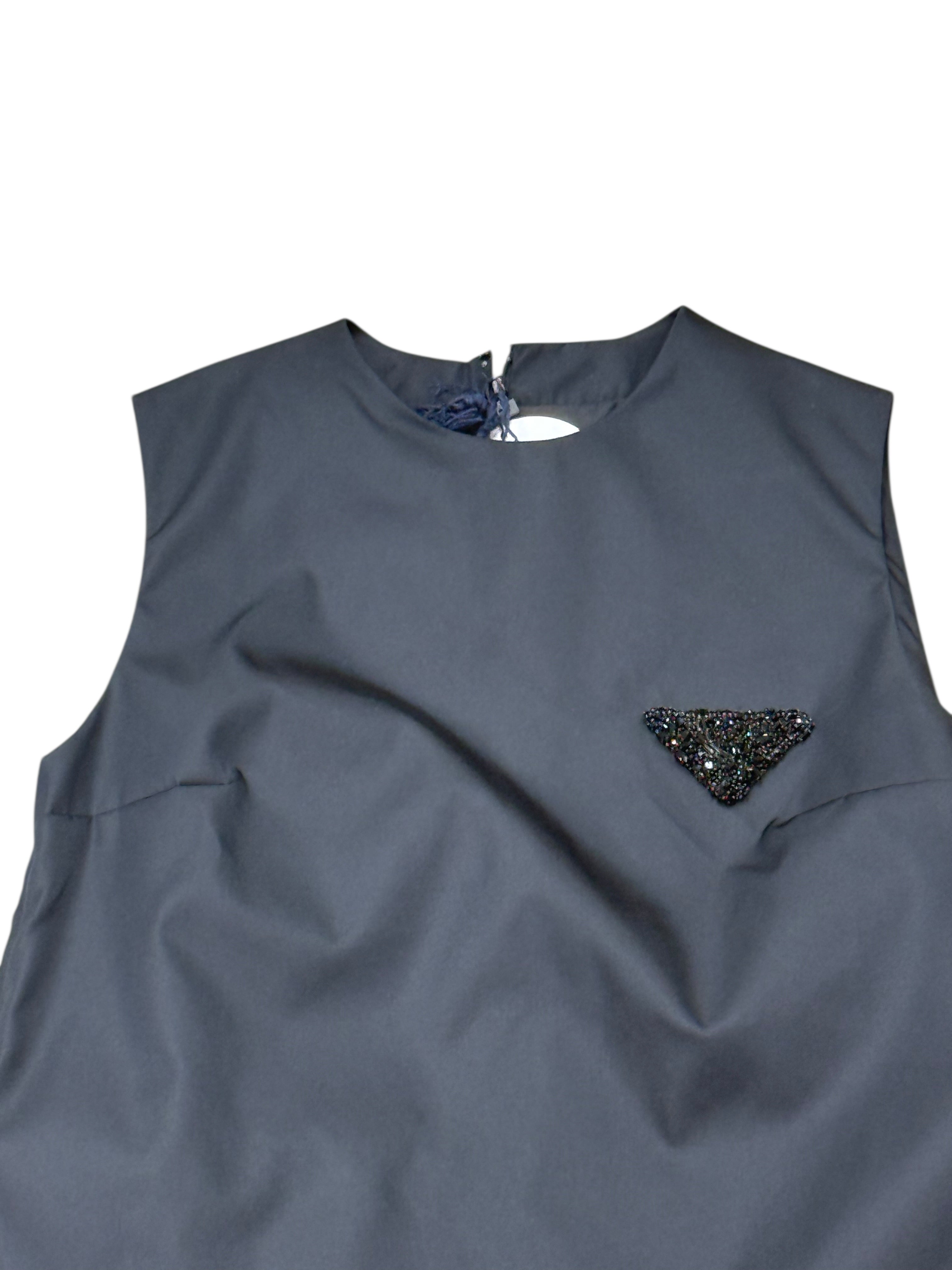 Prada - Robe droite Re-Nylon et strass T36