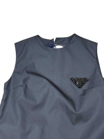 Prada - Robe droite Re-Nylon et strass T36