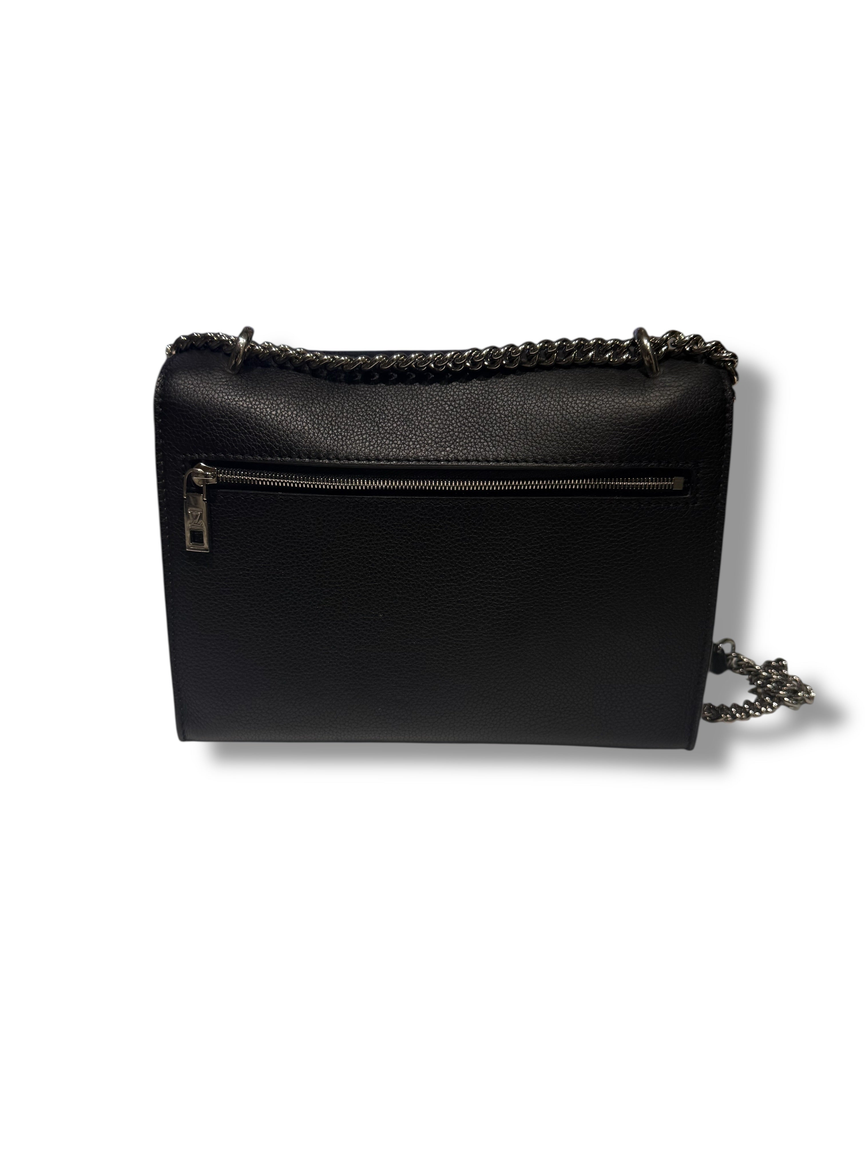 Louis Vuitton - Sac Lock Me en cuir noir et finition argenté