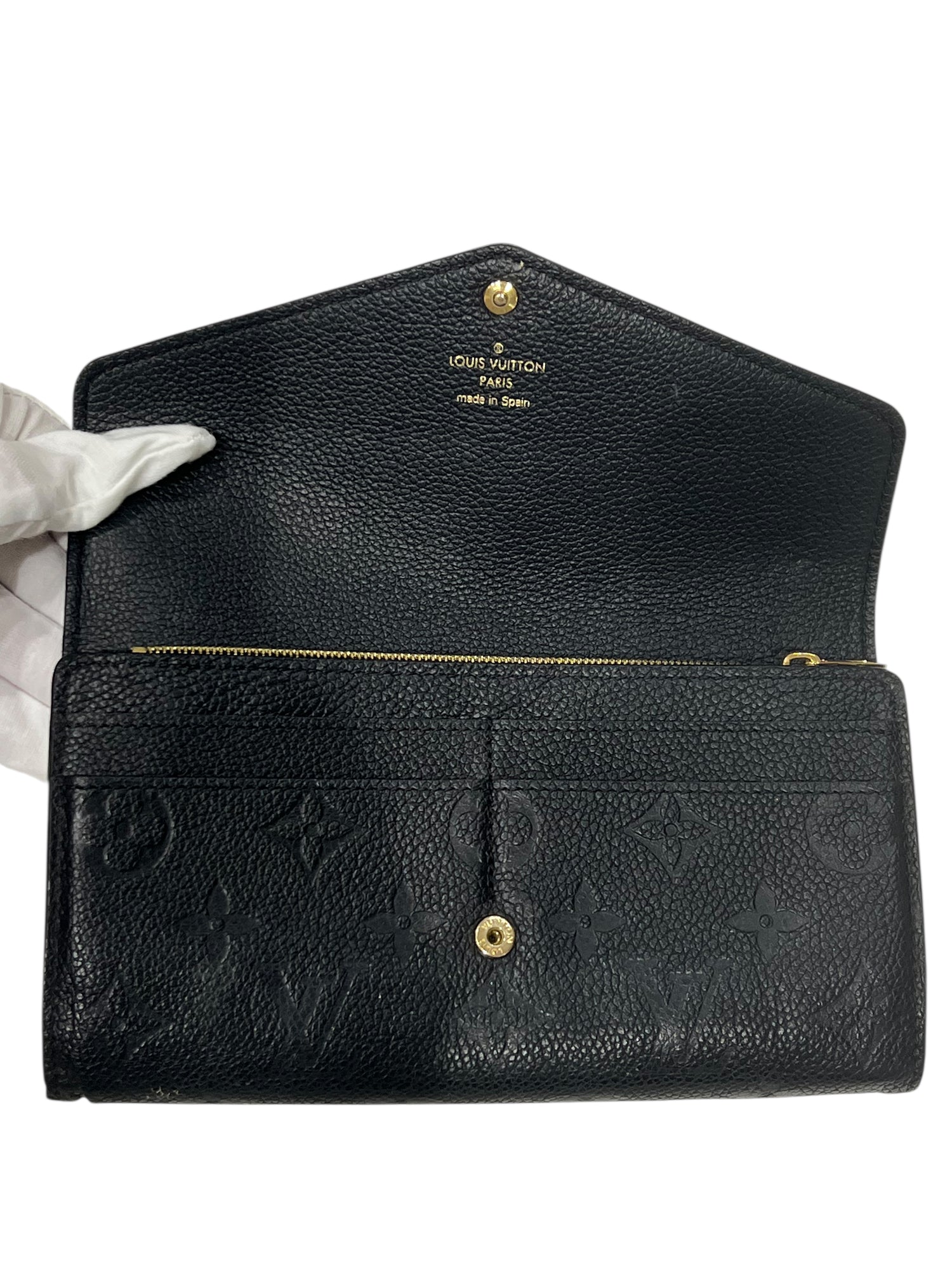 Louis Vuitton - portefeuille Sarah cuir empreinte noir