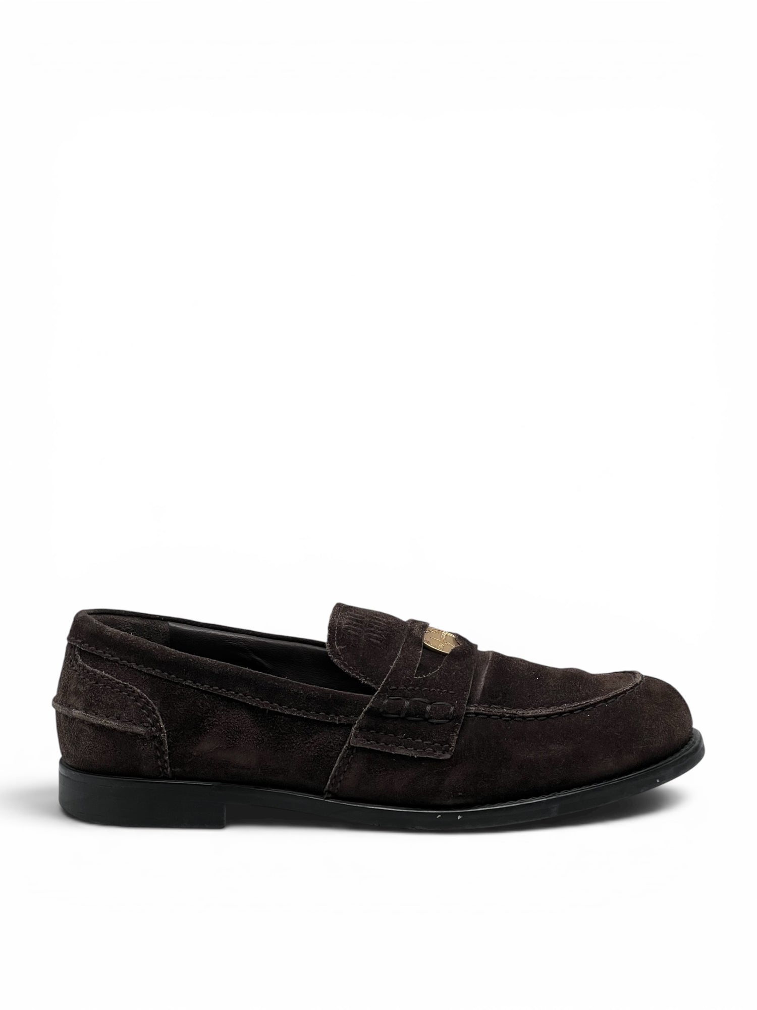 Miu Miu – New Penny-Loafer aus braunem Veloursleder, Gr. 40