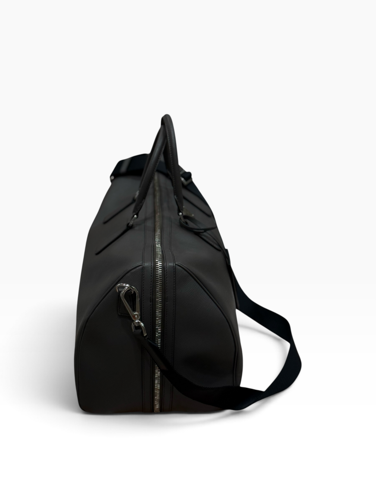 Prada - Sac de voyage 50 Gris marbre en cuir saffiano