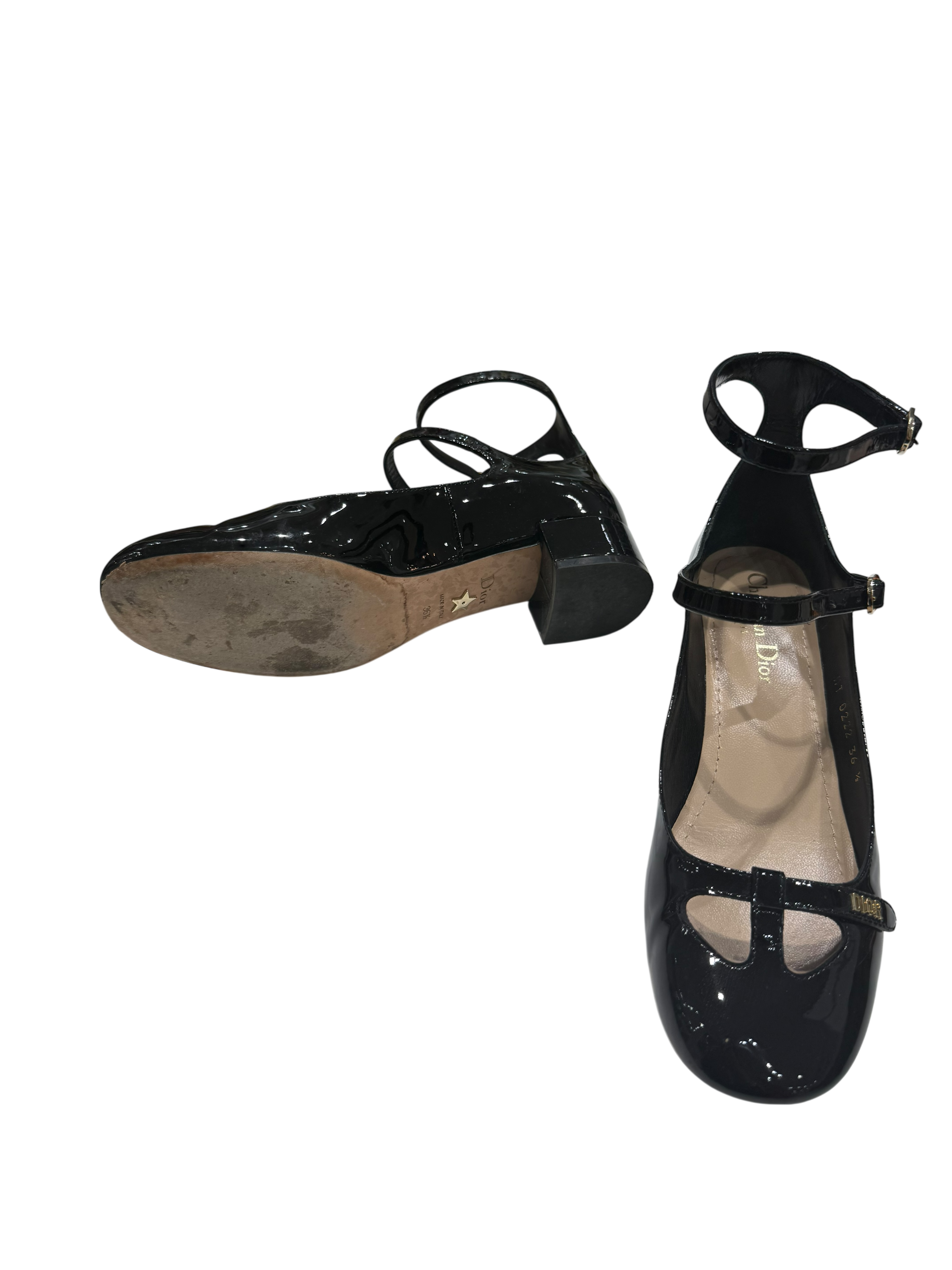 Christian Dior – Babies Aimé T36 ½ En Cuir Vernis Noir | Les Folies d&