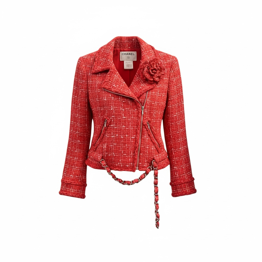Chanel - Tweed jacket with camellia, size 34