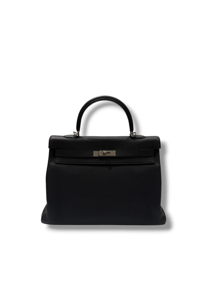 Hermès - Sac Kelly 35 Togo retourné noir