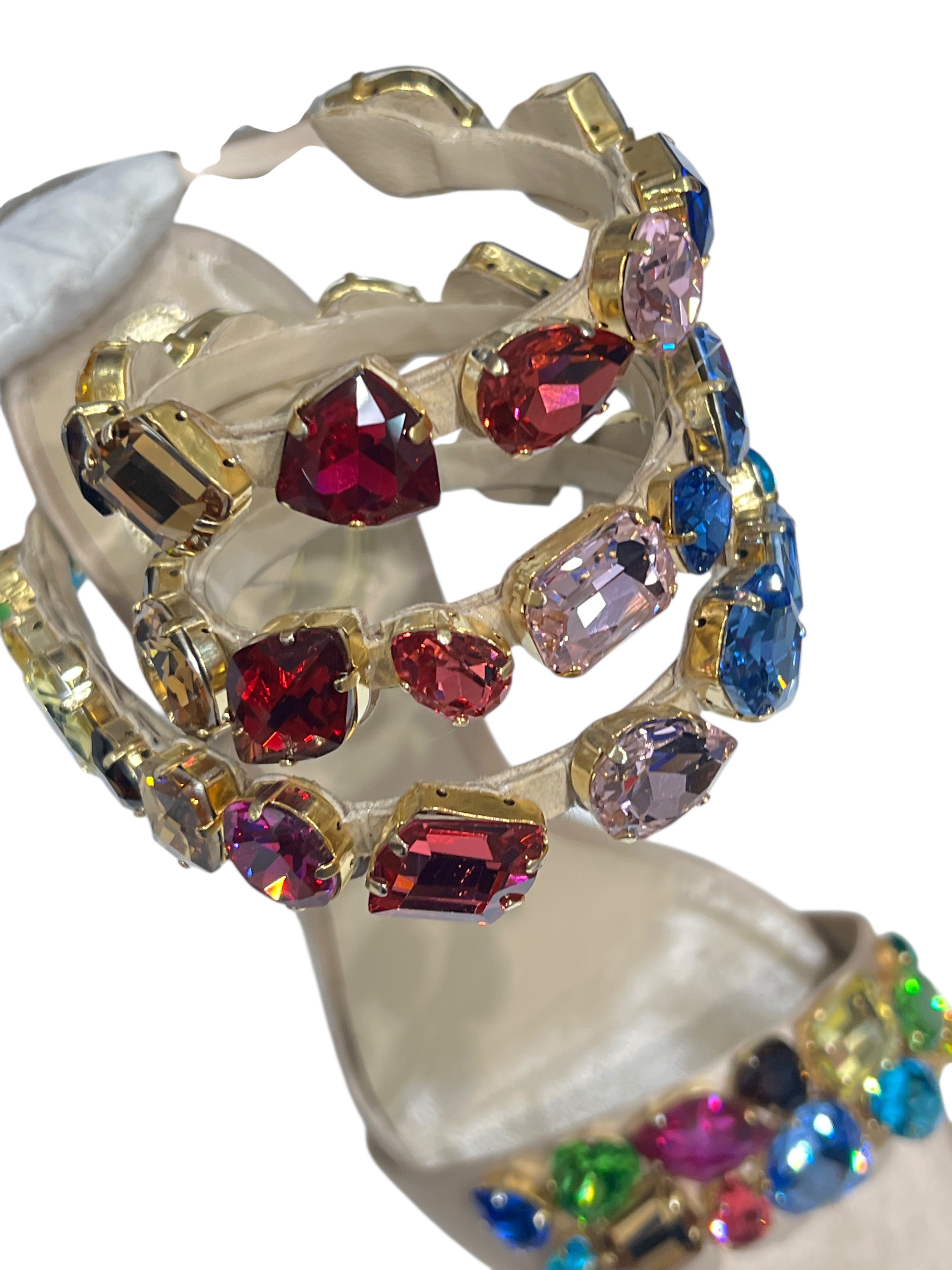 René Caovilla - sandales talon bridés à strass