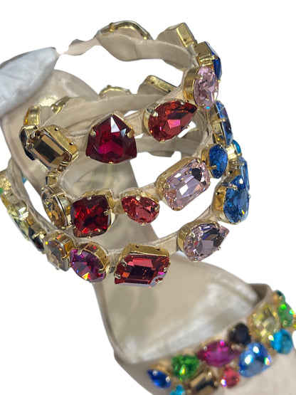 René Caovilla - sandales talon bridés à strass