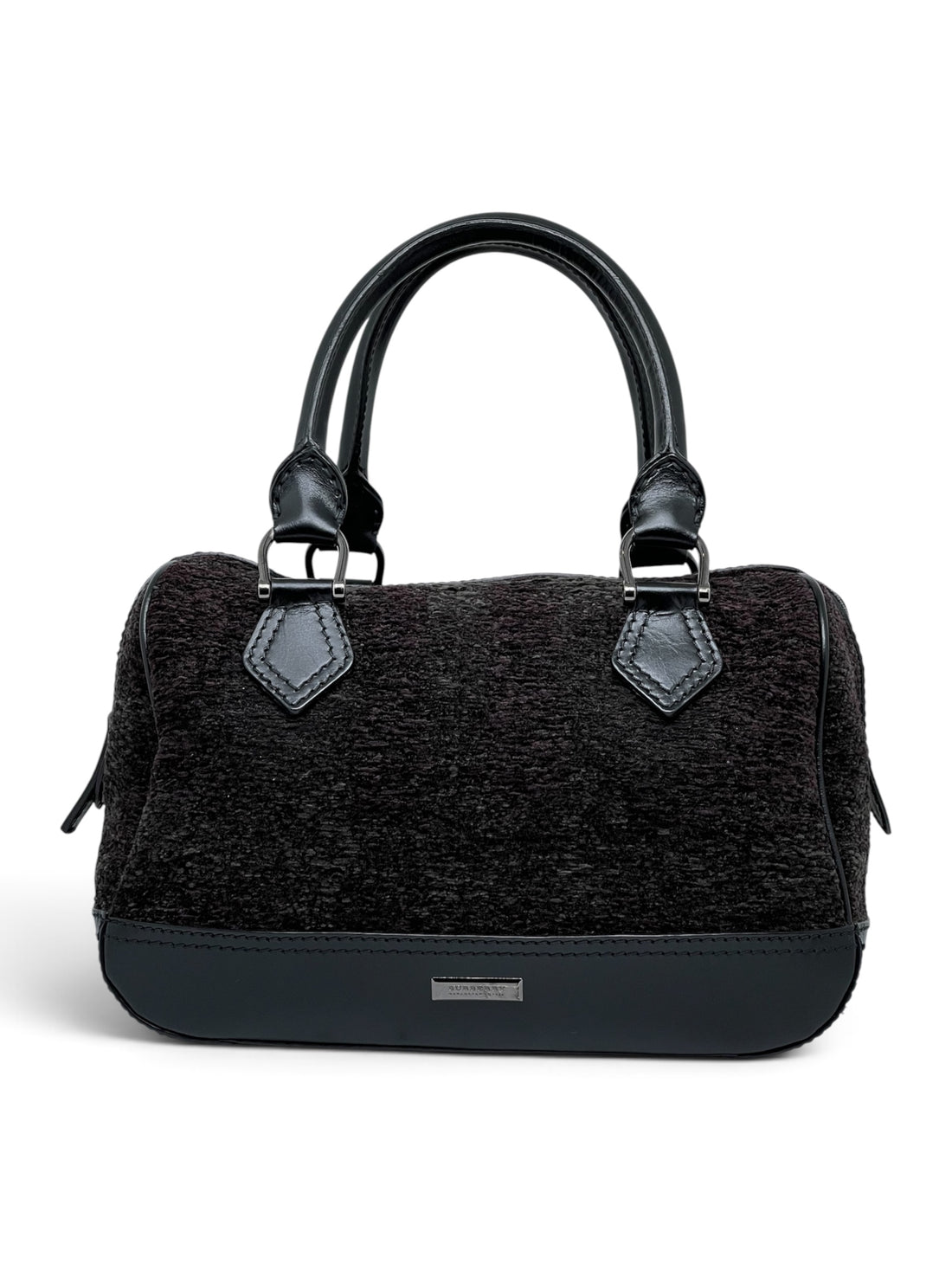 Burberry – Burgandy-Velvet-Tasche in Schwarz