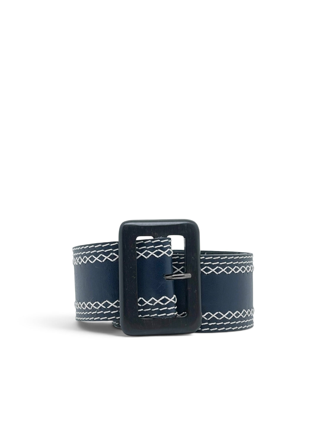 Yves Saint Laurent - Ceinture bleu marine détails blancs T70