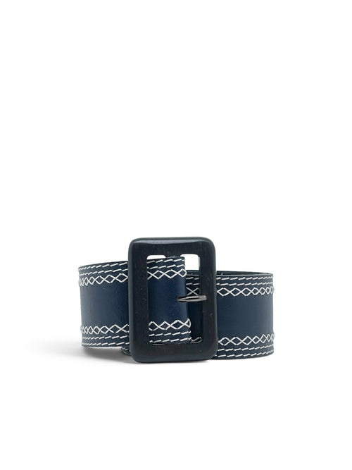 Yves Saint Laurent - Ceinture bleu marine détails blancs T70
