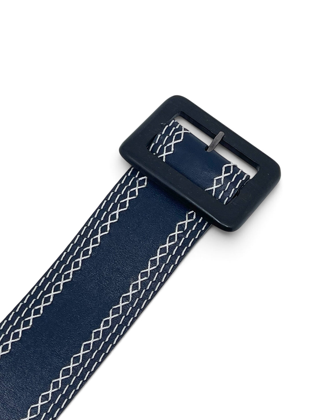 Yves Saint Laurent - Ceinture bleu marine détails blancs T70