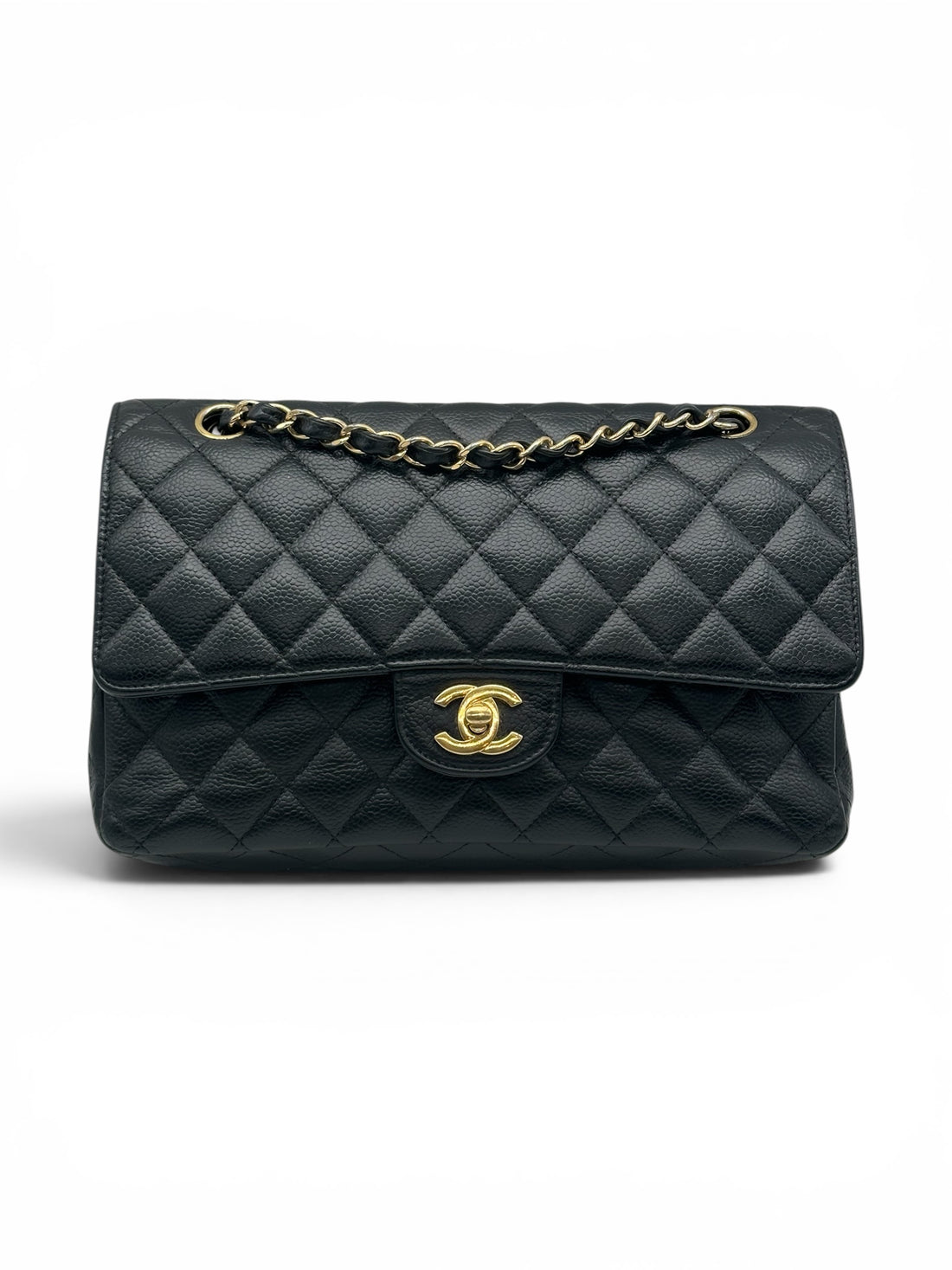 Chanel – Timeless 25 Tasche, 11.12 Double Flap, schwarz, Caviar-Leder
