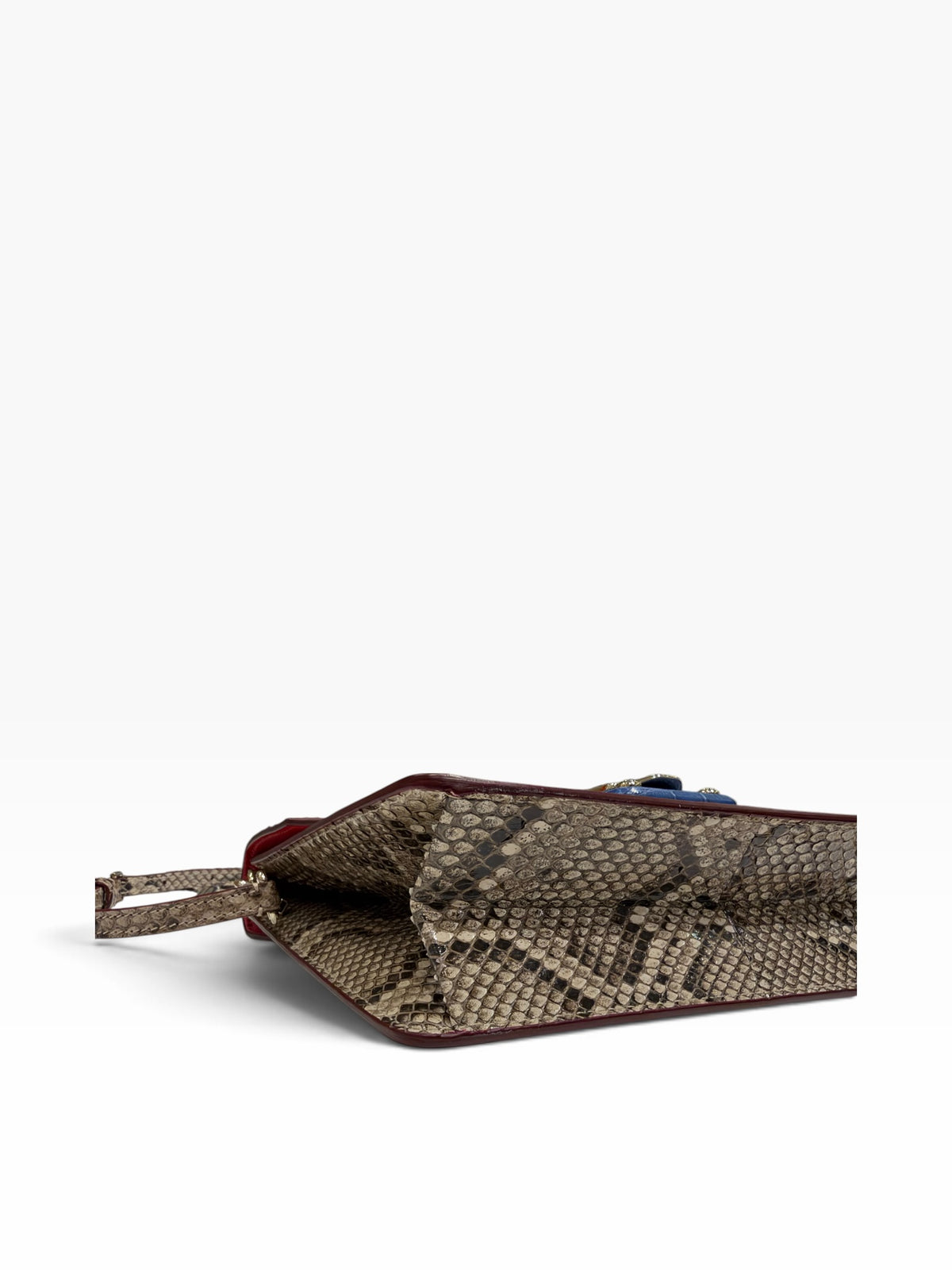 Dolce Gabbana - Blue and white Lucia bag with red python flap